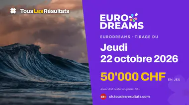 EuroDreams du jeudi 22 octobre 2026 : 50'000 CHF en jeu, tirage à 19:35