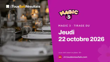 Magic 3 du jeudi 22 octobre 2026 : tirage à 18:35 et résultats