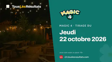 Magic 4 du jeudi 22 octobre 2026 : tirage à 18:35 et résultats