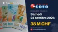 Swiss Loto du samedi 24 octobre 2026 : 38 M CHF en jeu, tirage à 17:05